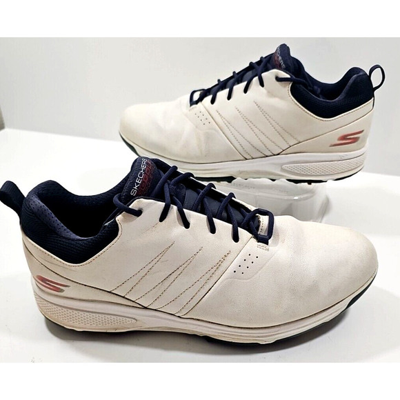 Sketchers Go Golf~Mens Size 10~White GoGa MAX Waterproof Gripflex Leather Shoes - Picture 1 of 14